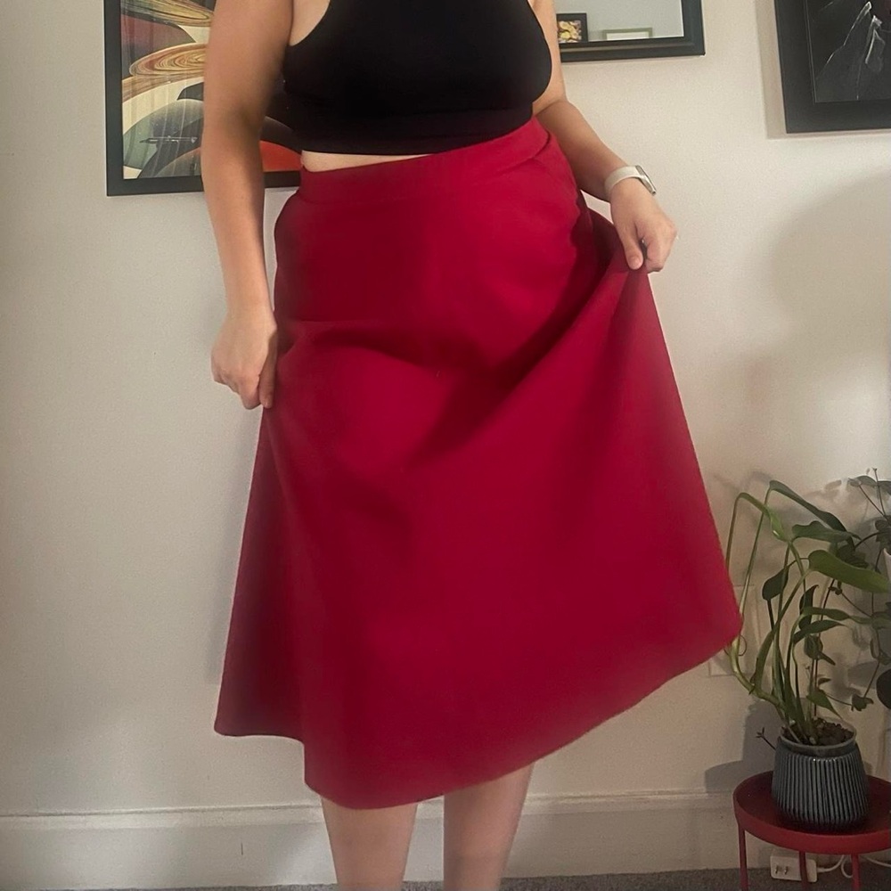 Elegant Red Midi Skirt